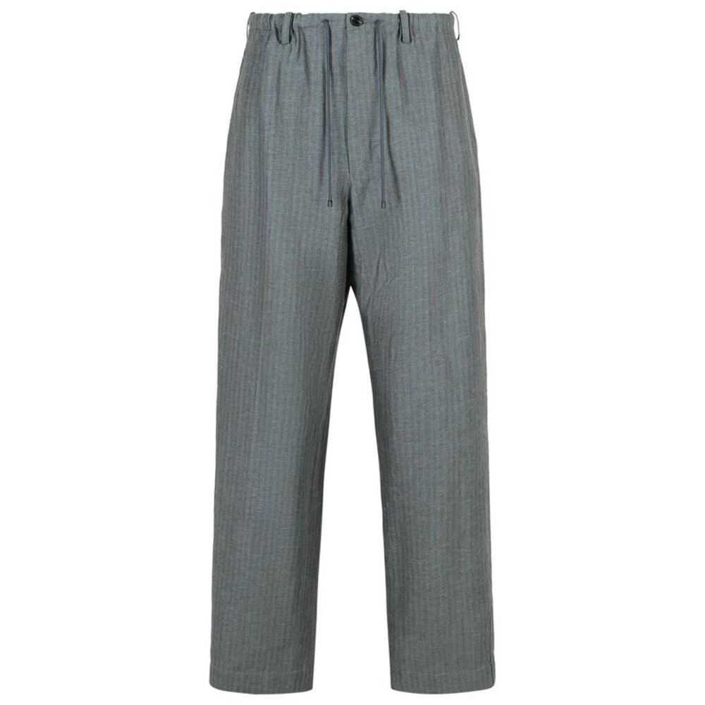 Dries Van Noten 'Penny' Grey Linen Blend Trousers Men